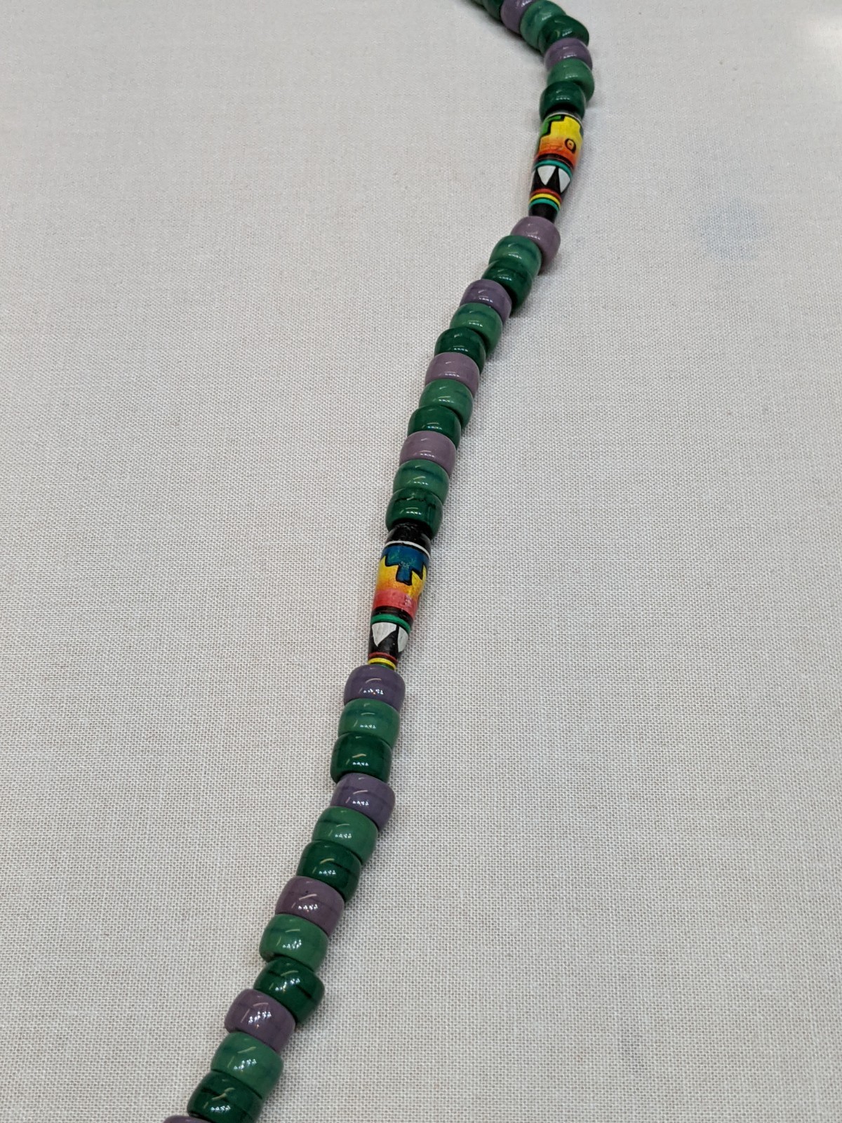 Handmade Glass Bead Tribal Necklace Aztec Ethnic Boho Pendant Long ~30″
