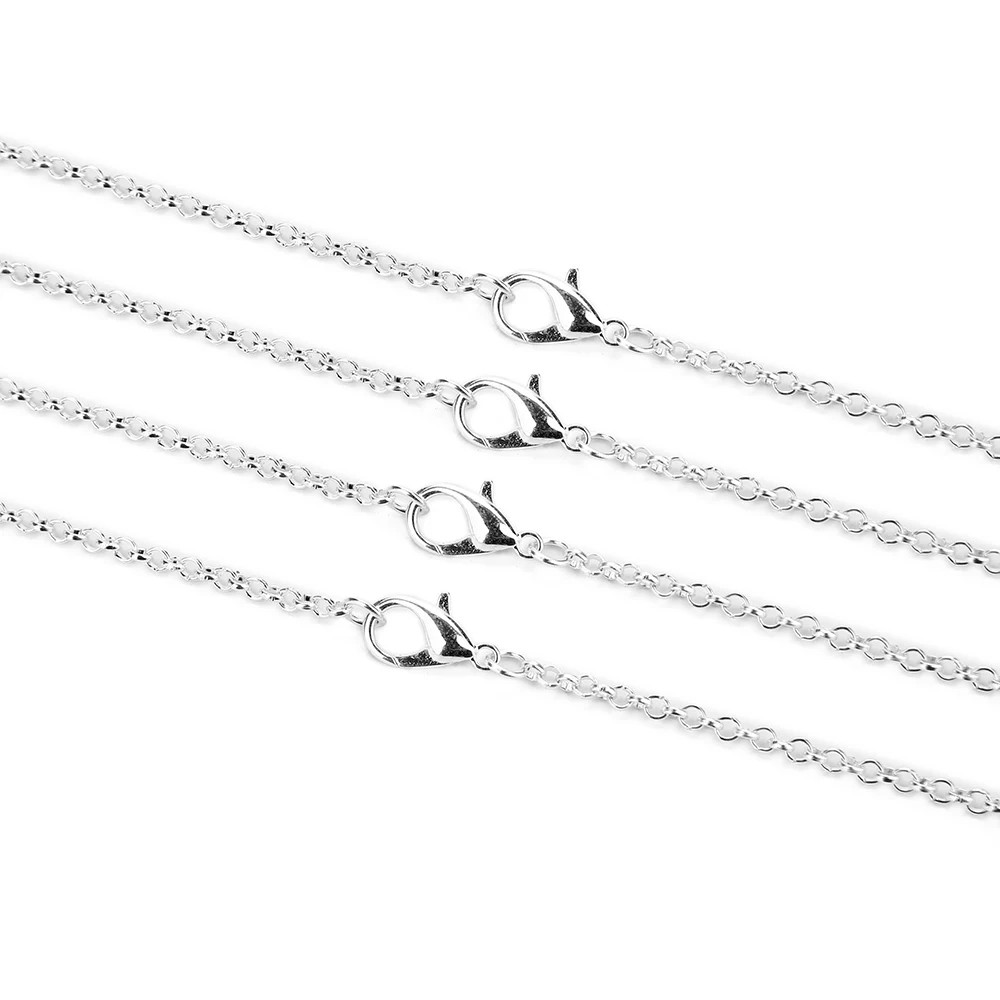 Round Link Chain Necklace Gold Color 3mm Lobster Clasp DIY Jewelry 10PCS