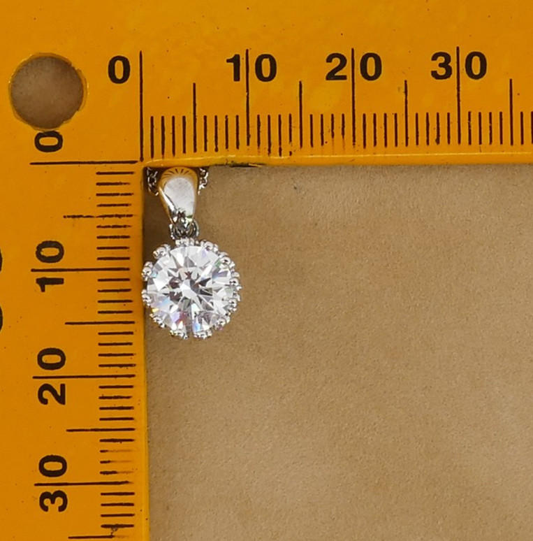 DiAMONiQUE EPiPHANY PLATiNUM CLAD STERLiNG CZ SOLiTAiRE 18″ NECKLACE w/BOX
