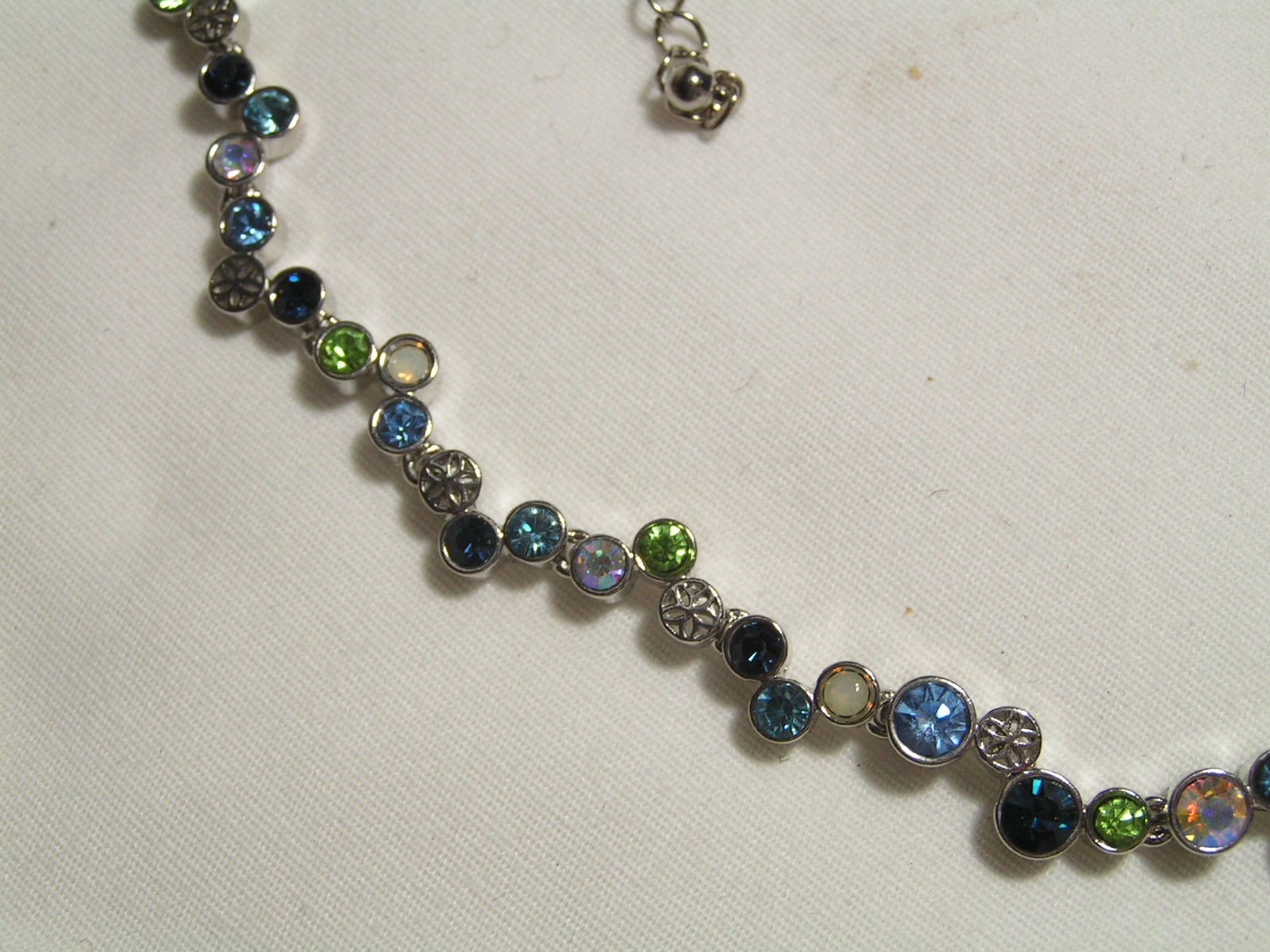 …LIA SOPHIA…Silver Tone, Assorted Color Crystals Necklace…