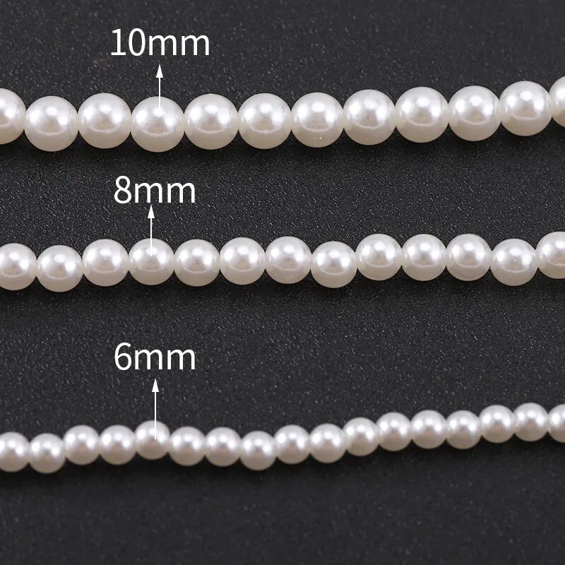 Cream Loose Choker 10mm Faux Pearl Necklace – 16inch (40cm) with silver fittings