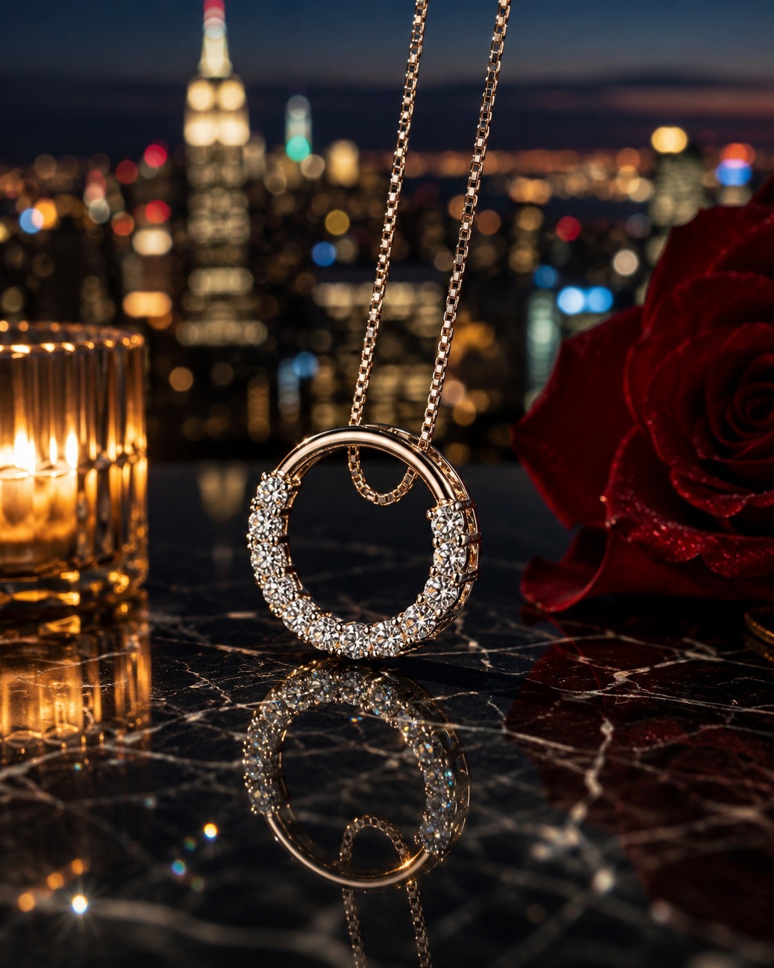 ✨ CZ Cubic Zirconia Eternity Circle Pendant Necklace – Silver Tone Sparkle Jewel
