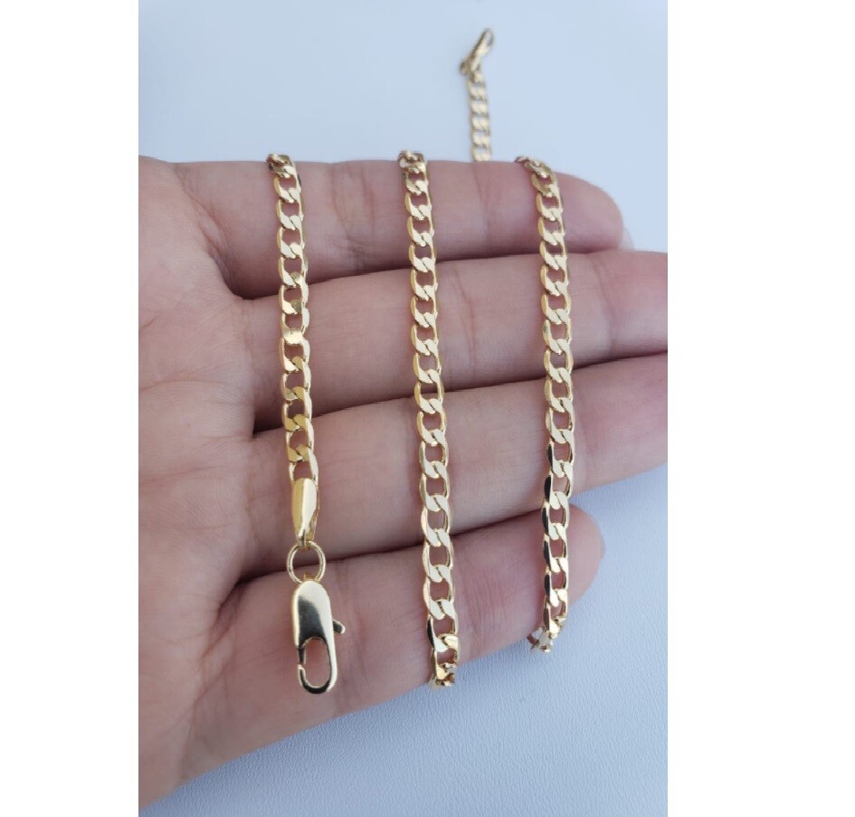 18K Yellow Gold Filled 16″-32 inch 4mm Wide Cuban Curb Link Chain Necklace N819G