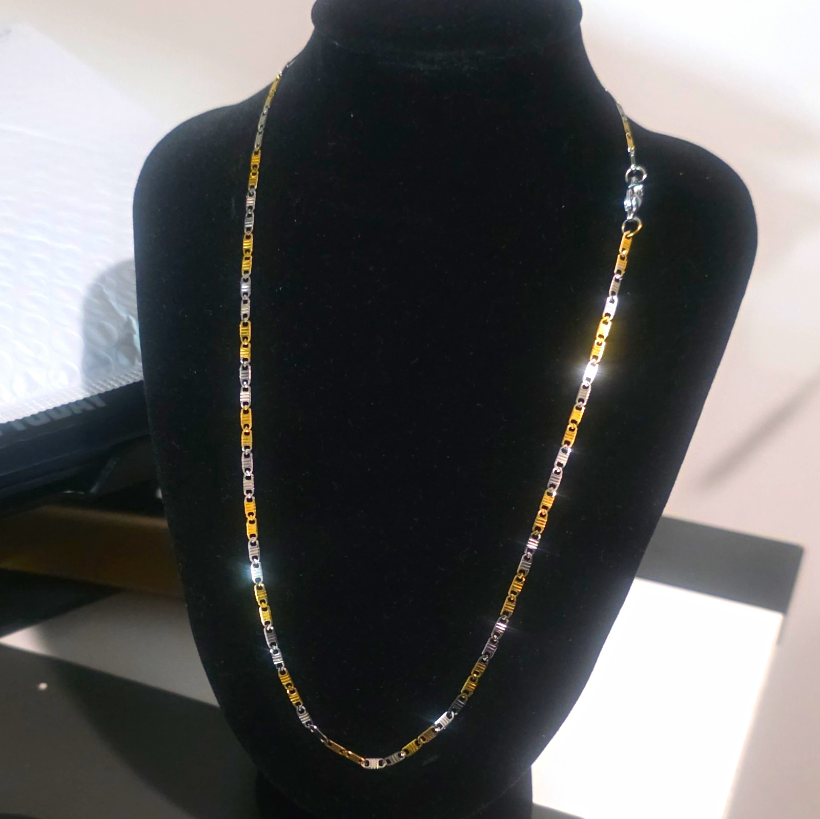 New 18inch Two-Tone Gold Filled Chain Necklace, 2.5mm, Lobster Clasp