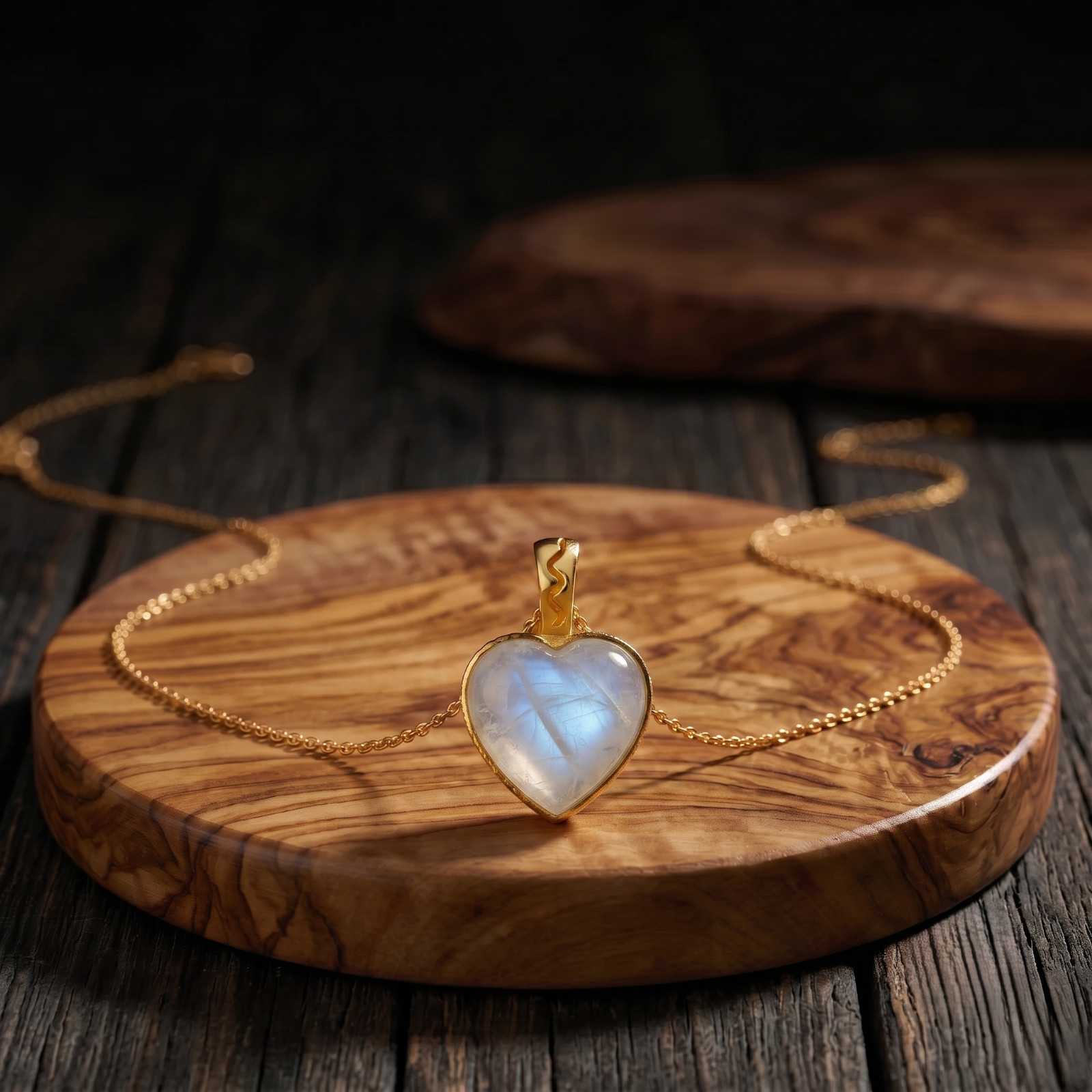 Gold Plated Rainbow Moonstone Gemstone Handmade Womens Heart Jewelry Pendant