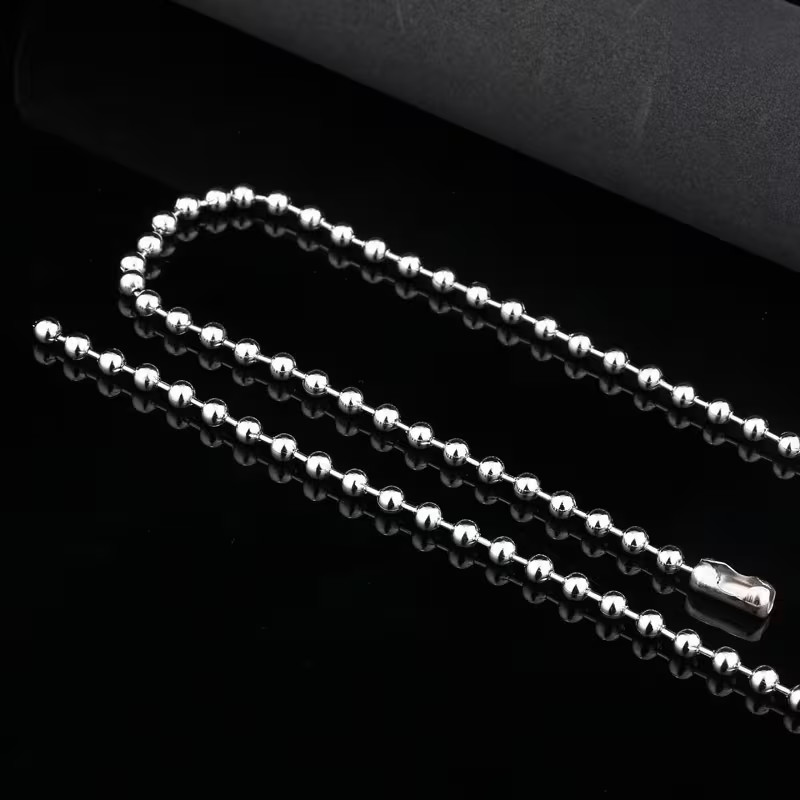 18″ in. – 30″ in. (2.4mm)PREMIUM STAINLESS STEEL SILVER BALL CHAIN NECKLACE