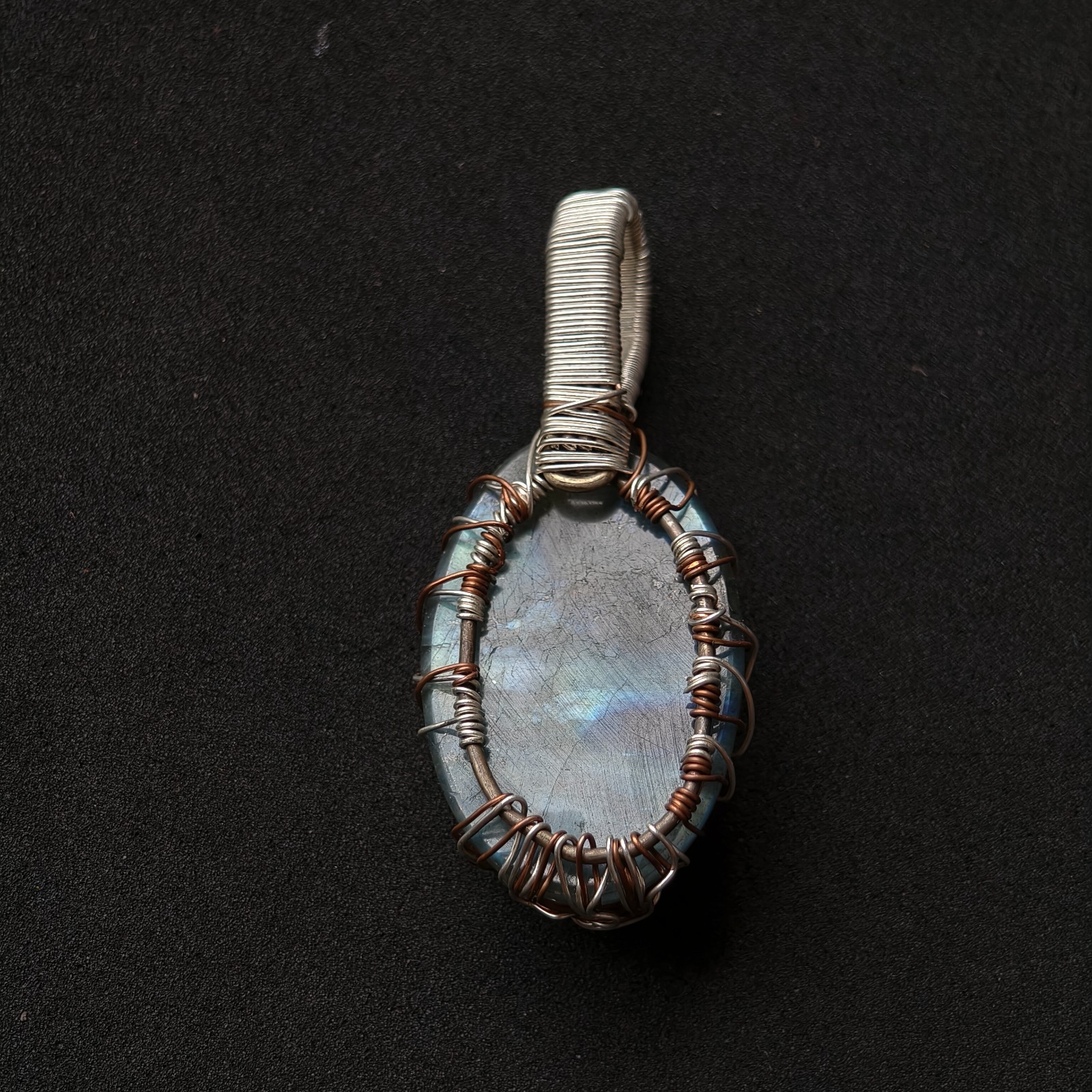 Tree of Life Labradorite Pendant Mixed Metal Copper & German Silver Wire Jewelry
