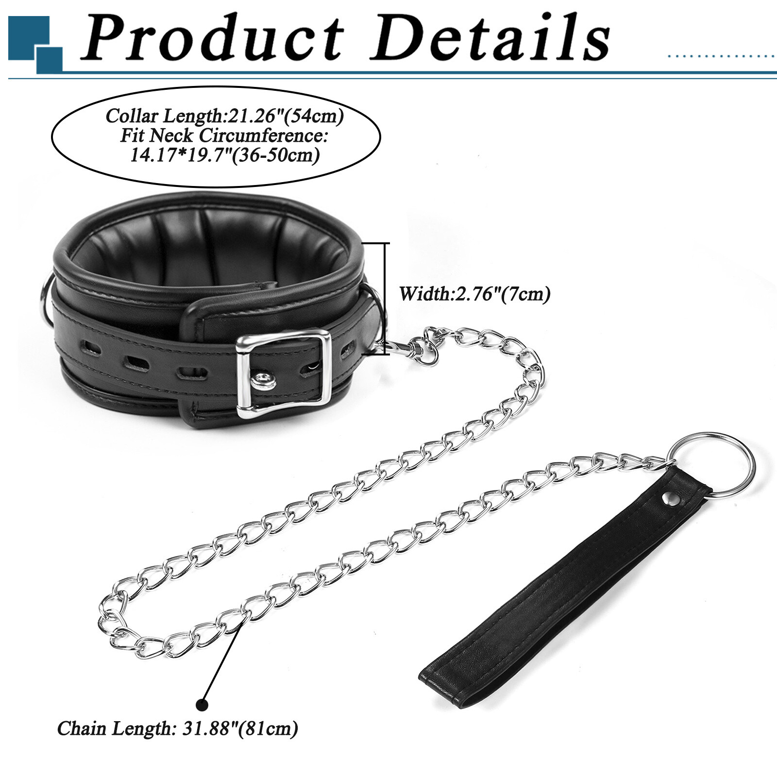 Gothic Leather Collars Choker with Chain Detachable Leash Rope Small Pet Collar