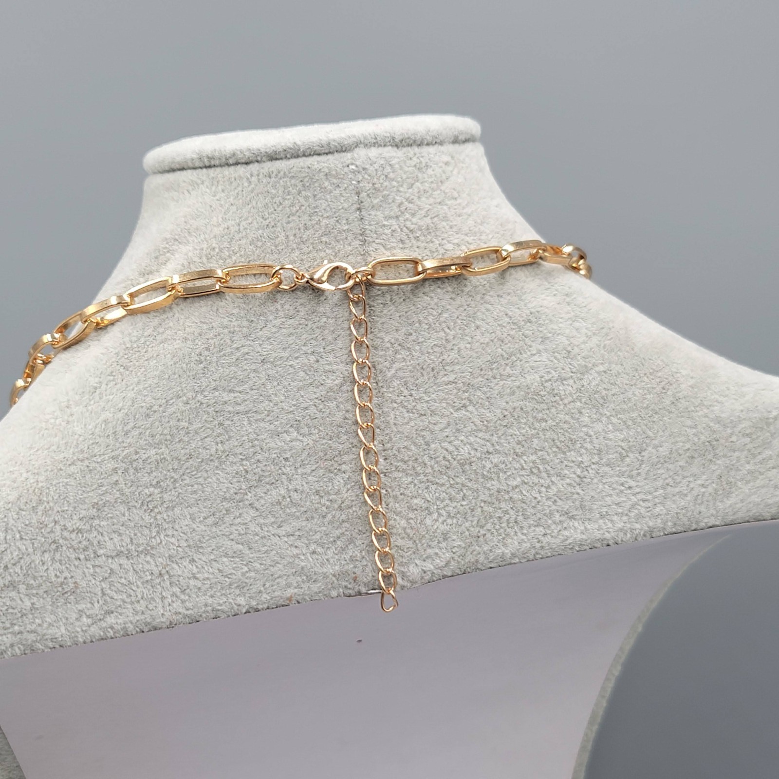 Gold tone and Black Necklace Multiple Box Chains Statement 24″ Adj