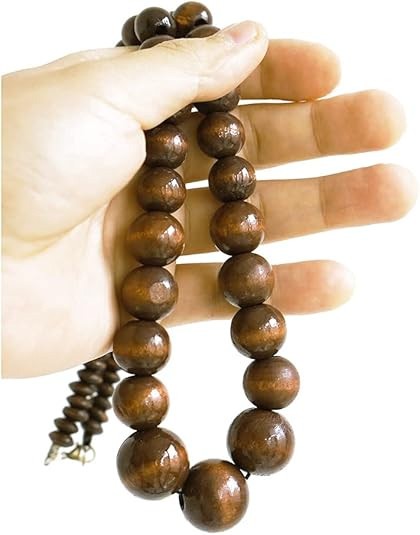 Natural Wood Beads Necklace Unisex Wooden Bead Chain for Men Women