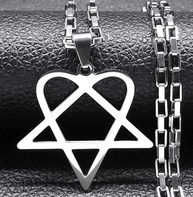 New Hip Hop Rock Music Him Heartagram Star Hear Pendant Necklace Stainless Steel