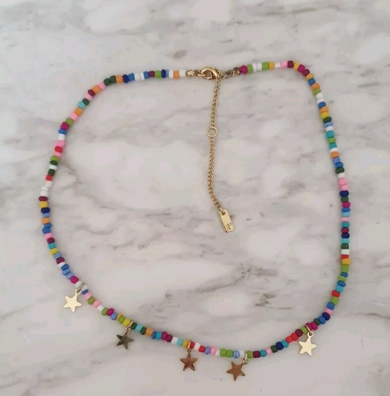 💕 Necklace 💕 Rainbow Beads 40cm String Beaded Strand Necklaces Elegant Cute