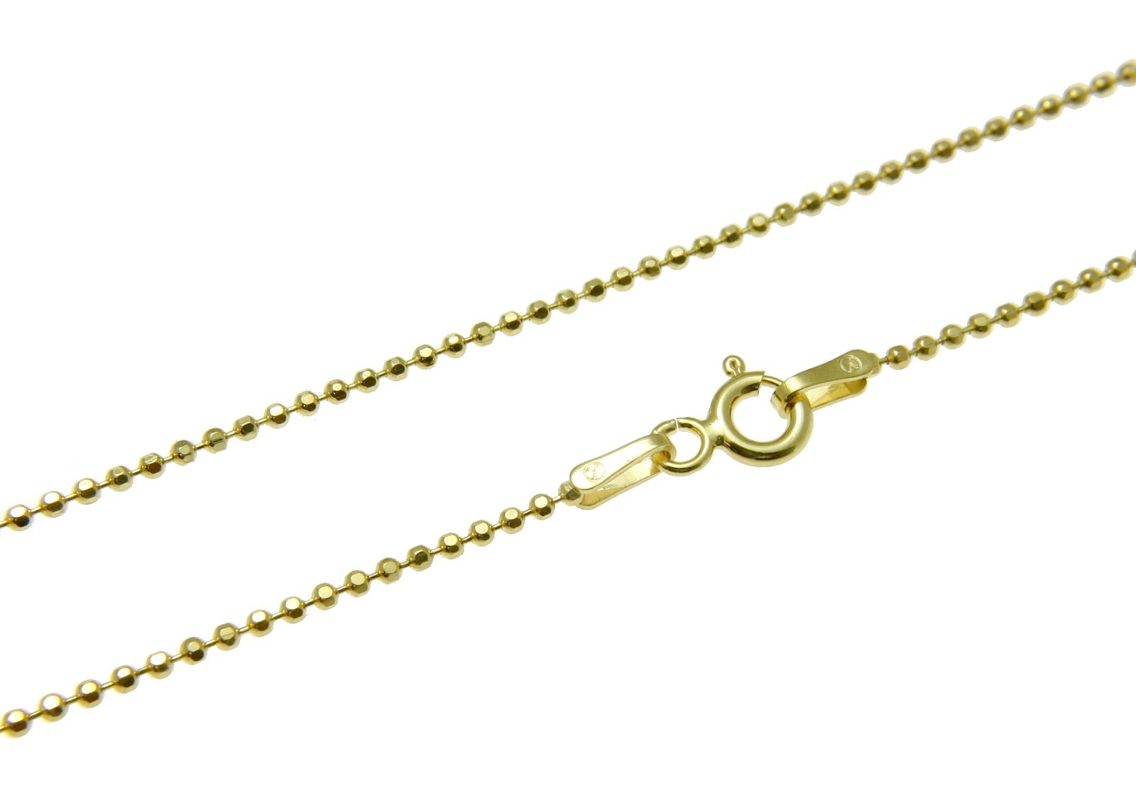 1.2MM YELLOW GOLD ITALIAN STERLING SILVER 925 DIAMOND CUT BEAD BALL CHAIN 20″