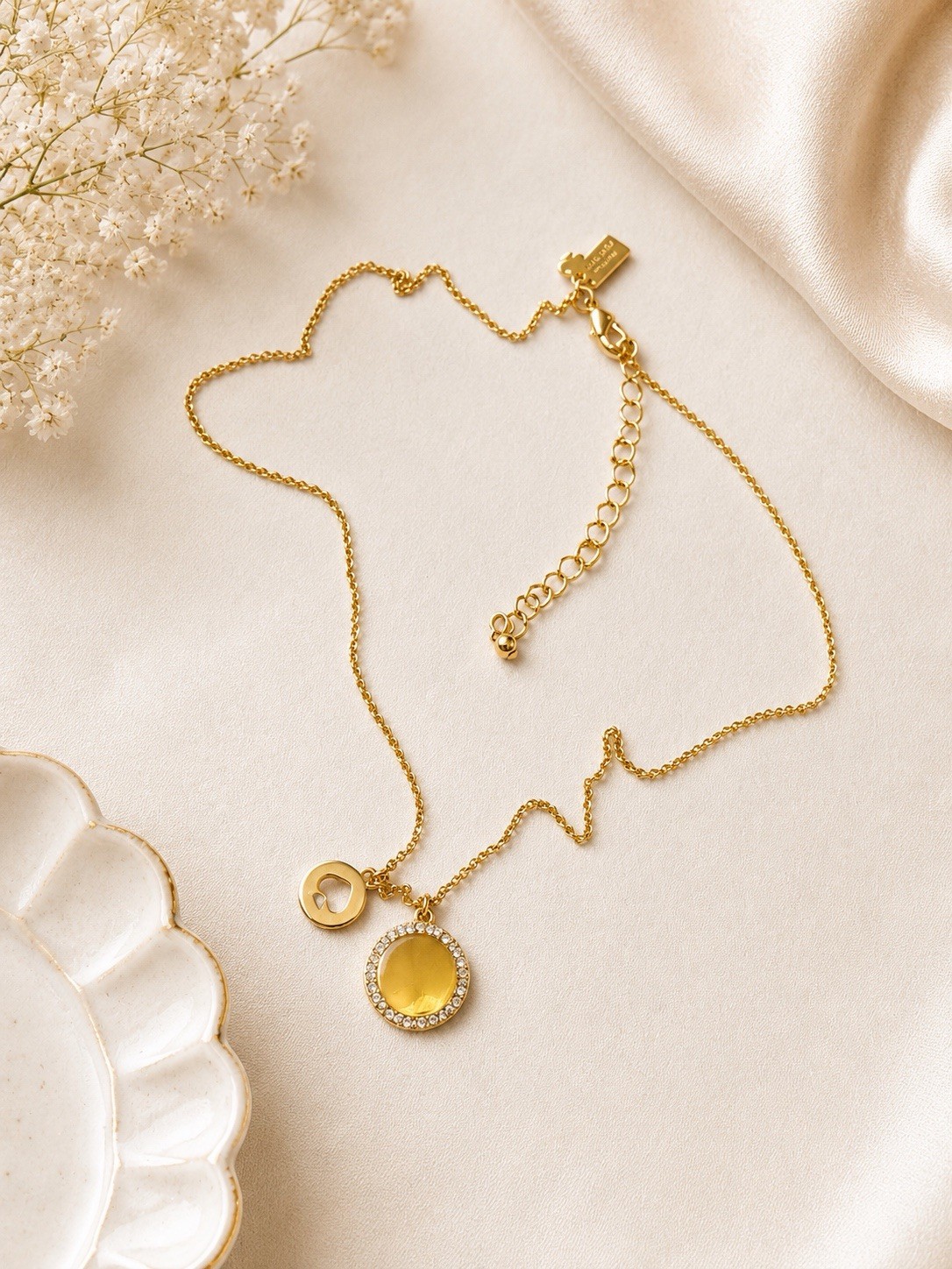 Authentic Kate Spade New York Necklace Spot The Spade Pave Charm Pendant Gold