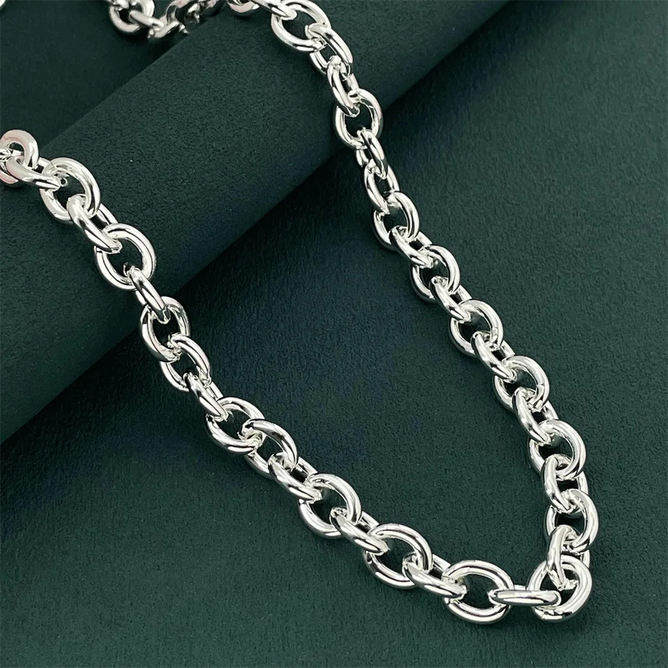 925 Sterling Silver Necklace Thick Chain Lobster Clasp 40-75cm Women Jewelry