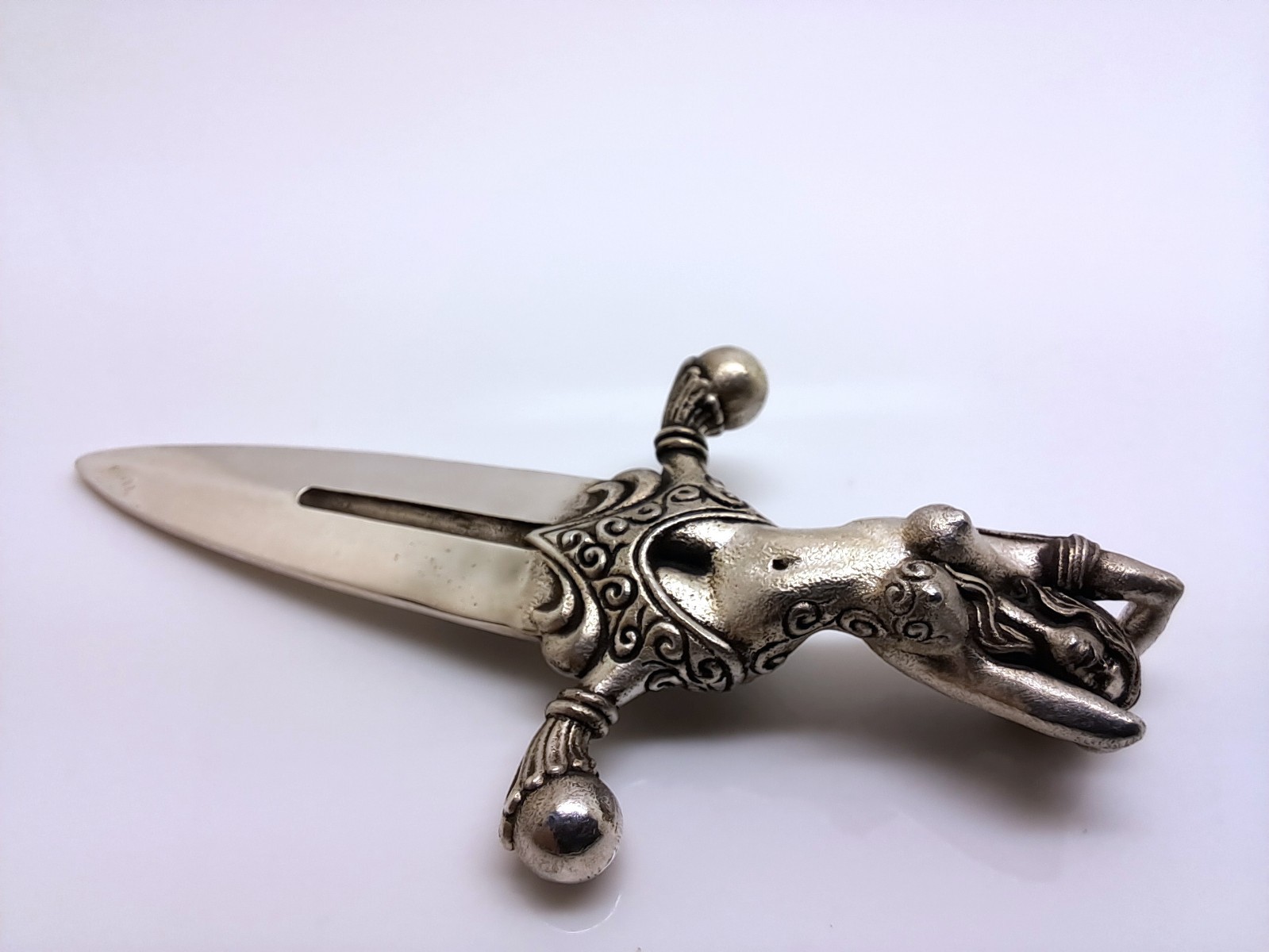 925 Sterling Silver Dagger Pendant – Gothic Fantasy Sword Female Figure Pendant