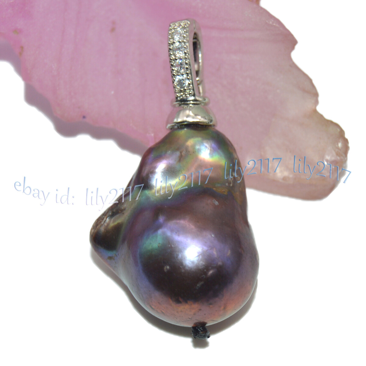 Huge 15x20mm Real Natural White Black Keshi Baroque Pearl Pendant 14KGold Plated