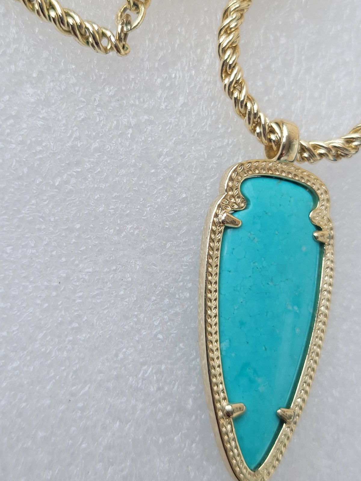 Vinatge Kendra Scott Shaylee Pendant Arrow Gold Necklace Rare Turquoise blue