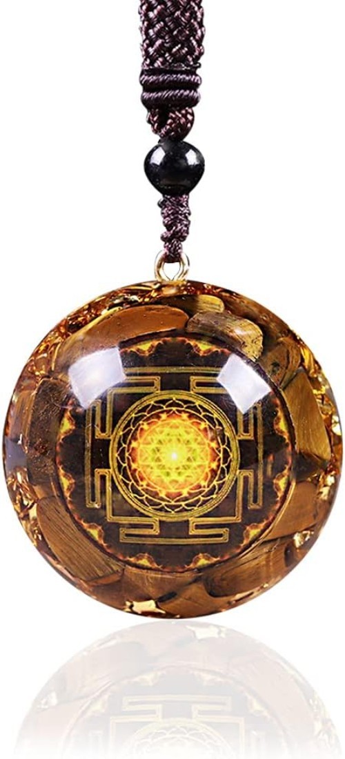 Artisan-crafted Sri Yantra Tiger Eye Pendant – Grounding Energy for Daily Wear