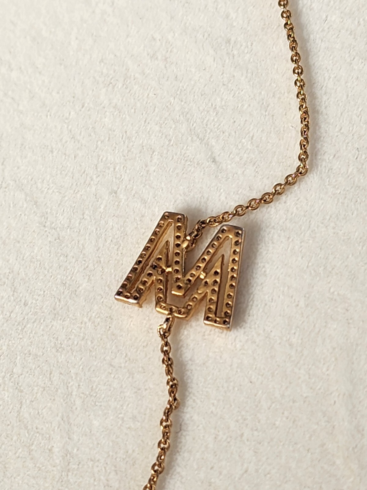 BAUBLEBAR 14K Yellow Gold Fill Sideway M Or W Cubic Zirconia Necklace FREE $HIP!