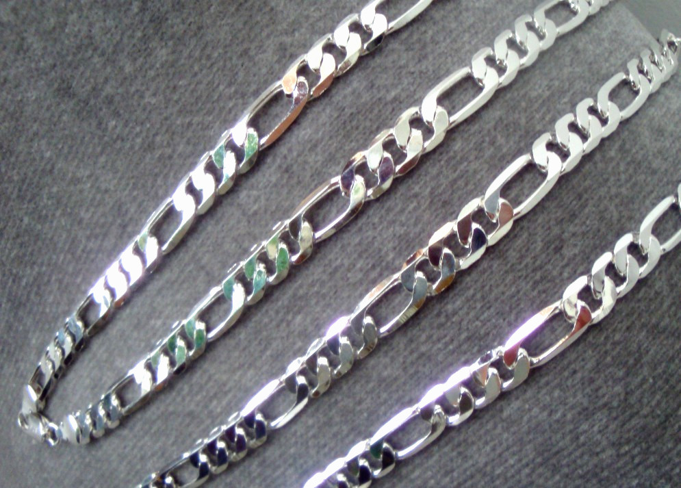 Figaro Chain 925 Sterling 8mm Long and Short Link Fagarucci Curb Italian
