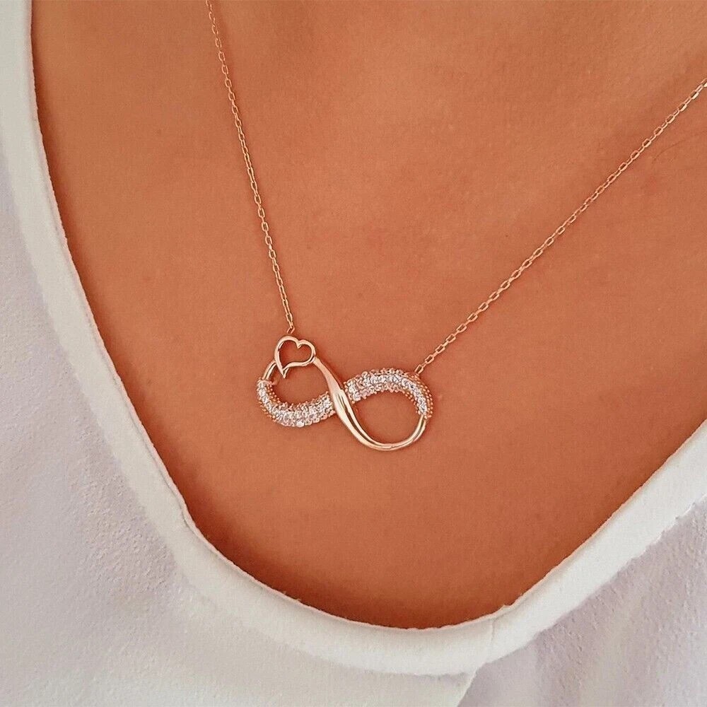 2Ct Round Cut Simulated Diamond Women’s Infinite Pendant In 14K Rose Gold Plated