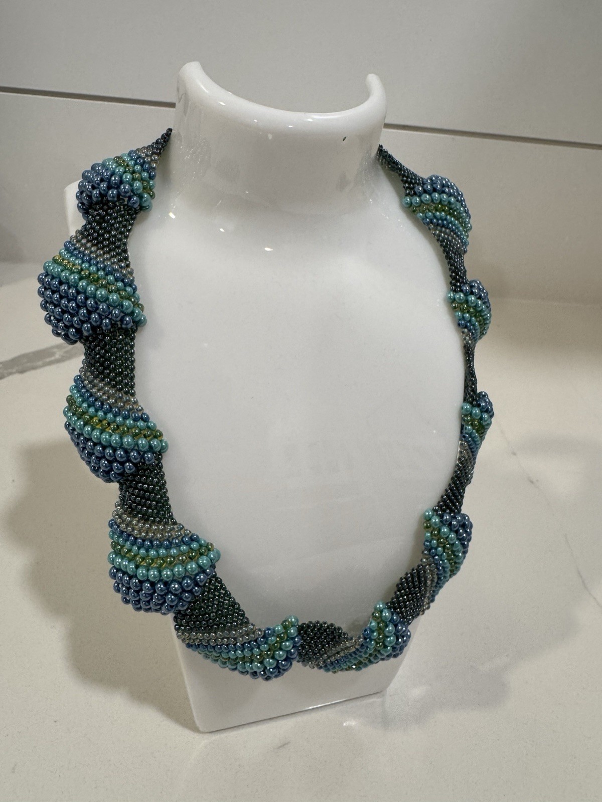 Handmade Ukrainian Beaded Statement Necklace One of a Kind Artisan Wearable Art