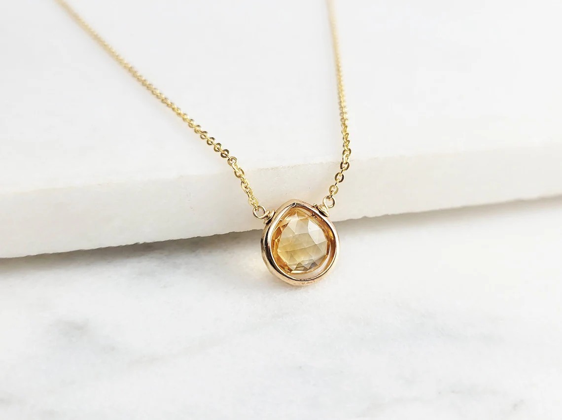 Citrine Necklace, November Birthstone /Handmade Jewelry/ Necklaces