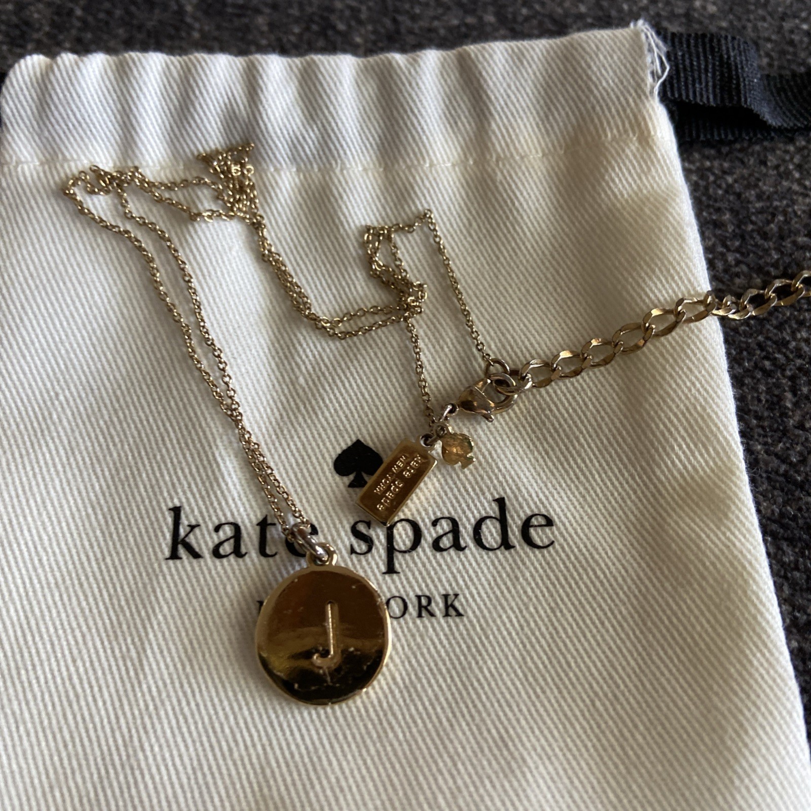 New Kate Spade NY One In A Million “J” Initial Gold Tone 17” Necklace 3.5” Ext.