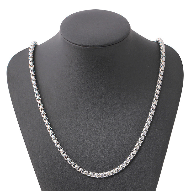 5pcs/lot Stainless Steel Square Rolo Link Chain Box Chain Necklace for Men Women