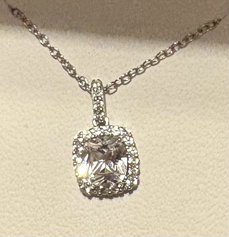 White Sapphire Necklace lab created