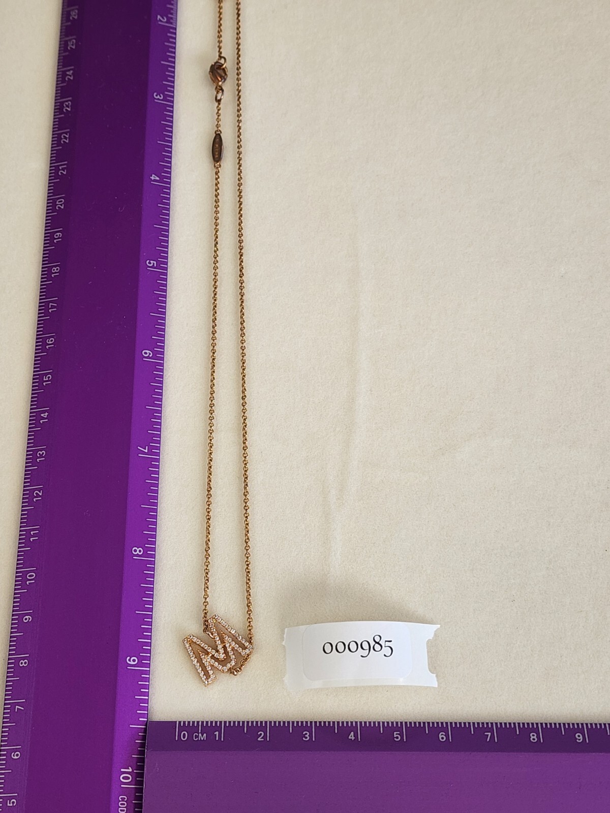 BAUBLEBAR 14K Yellow Gold Fill Sideway M Or W Cubic Zirconia Necklace FREE $HIP!