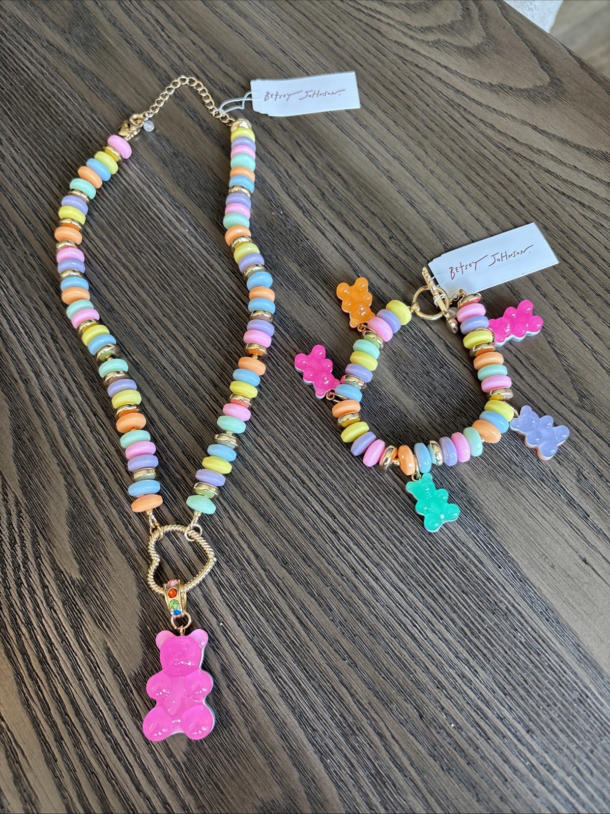 Betsey Johnson Gummy Teddy Bear Candy Statement Necklace & Bracelet Set NWT