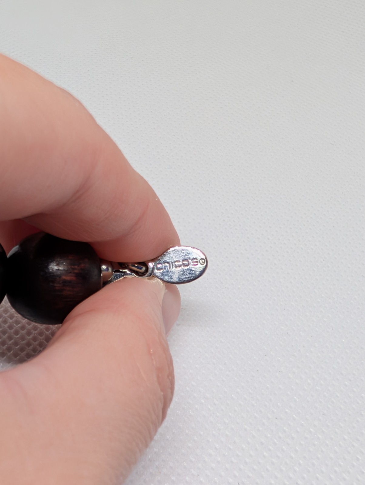 Chico’s Brand Necklace Large 3.75″ Round Pendant w/Beads, Abalone, MOP