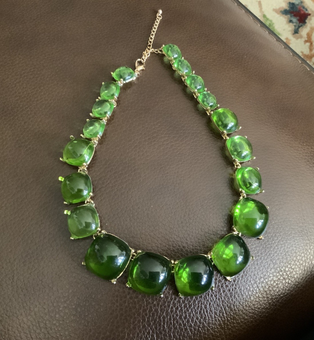 Zara Necklace Clear Candy Cabochon Gold Jelly Geometric Boho Green Retro Chain