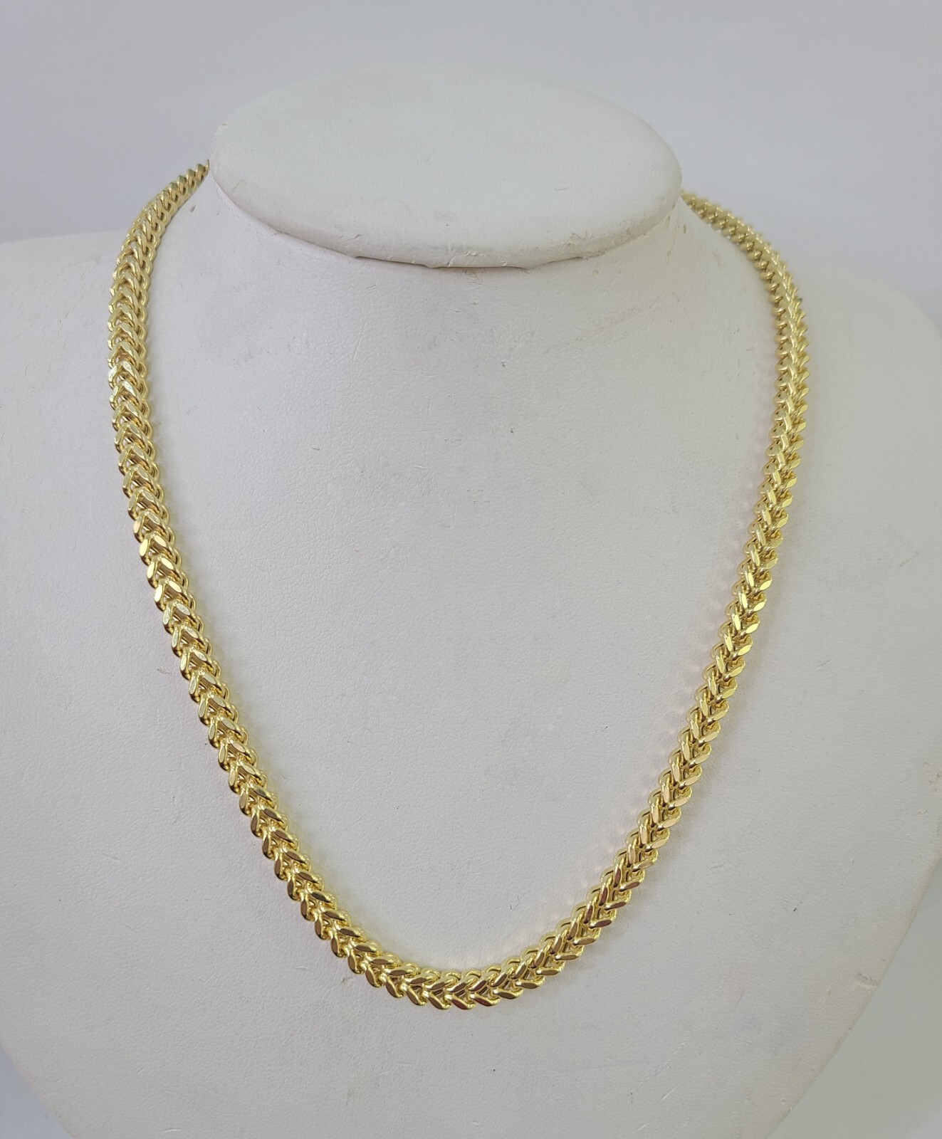 14K Franco Chain Necklace 4mm 24 Inch Real 14KT Men Women Yellow Gold