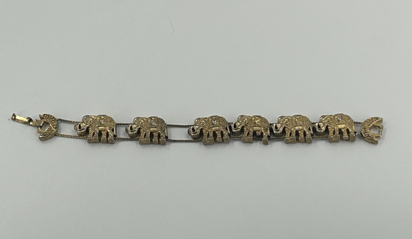 Bracelet Womens Elephant Slider Bracelet Gold Tone 7 Inch Clear Rhinestones