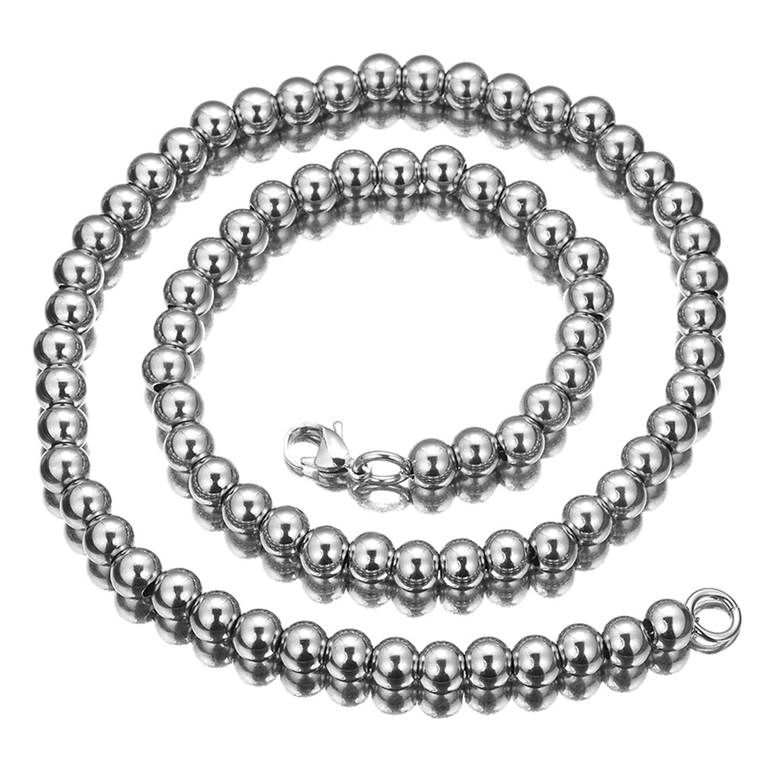 6/8/10mm Women Men’s 316L Stainless Steel Rosary Beads Chain Necklace 7-40inch
