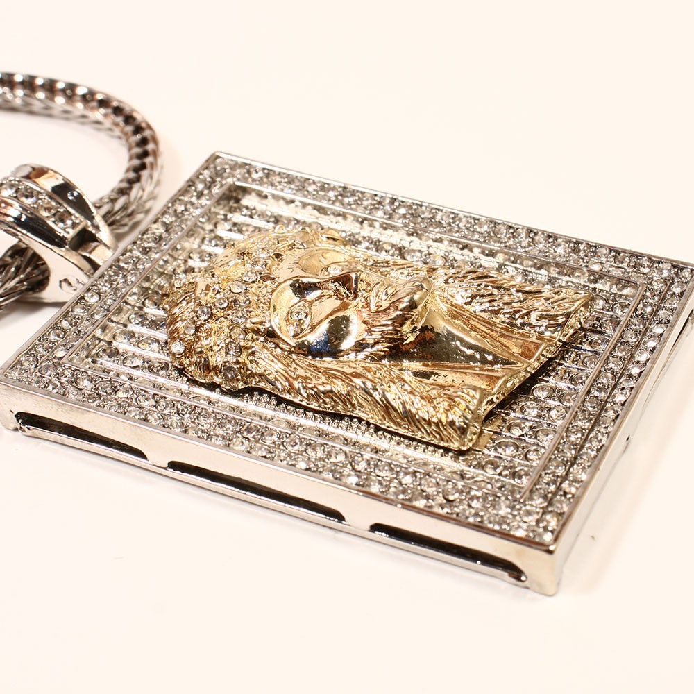 Men’s Jesus Face Hip Hop Chain 36″ Inch Franco Silver/Gold tone