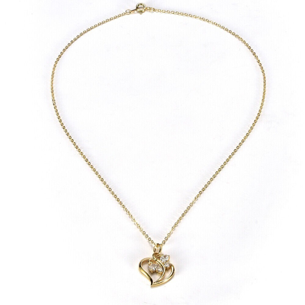 14K Yellow Gold Plated 2Ct Pear Cut Simulated Diamond Heart Shape Fancy Pendant