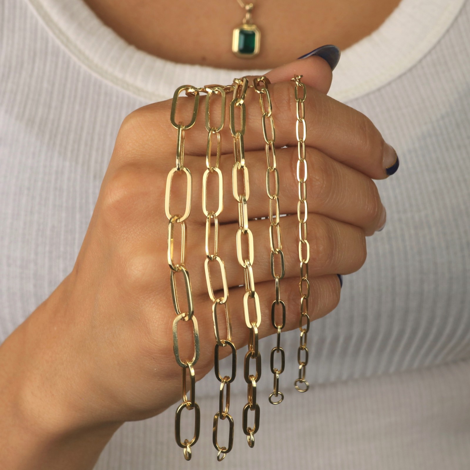 10k Yellow Gold Paperclip 2mm-7mm Chain Cable Rolo Necklace Mens Womens 16″-24″