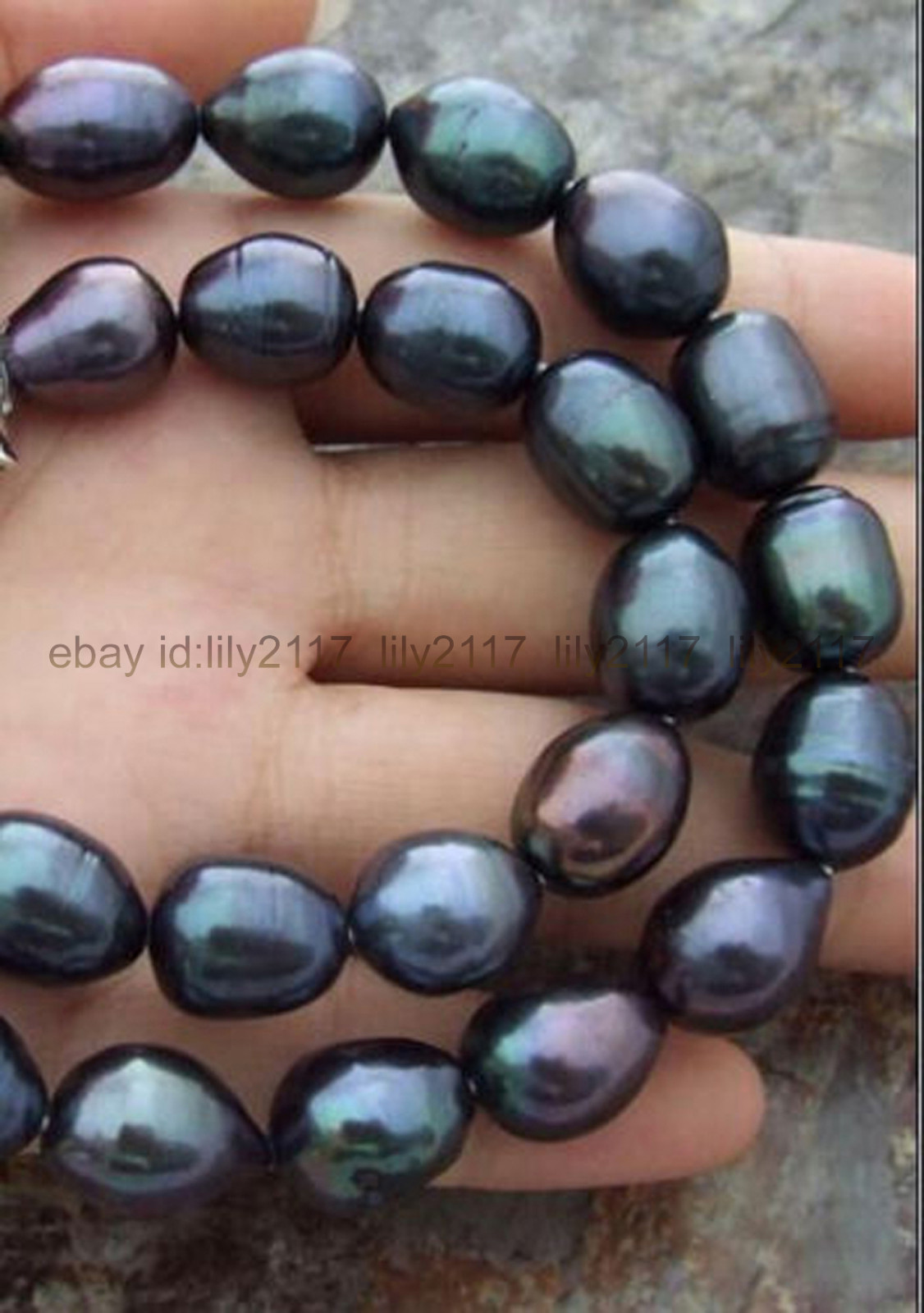 LONG 20INCH AA+ 10-12MM NATURAL SOUTH SEA BAROQUE BLACK PEARL NECKLACE