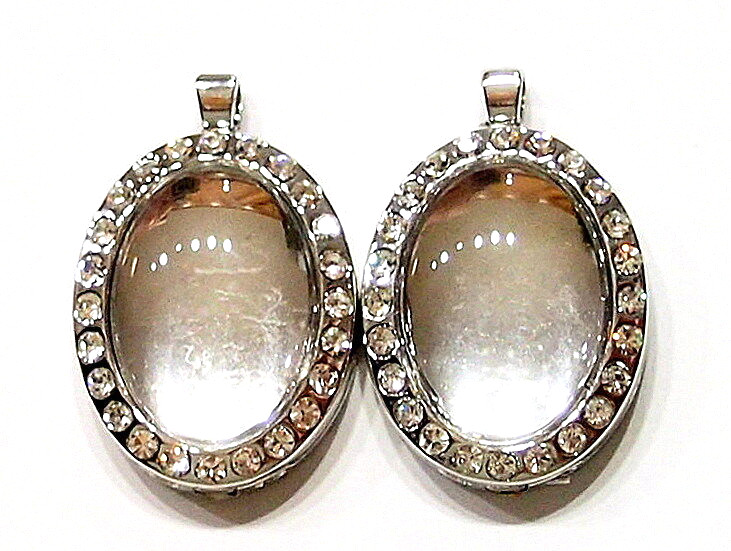 40×30 mm Origami Owl Silver 32 Crystals Floating Locket (Cameo Included), Nice