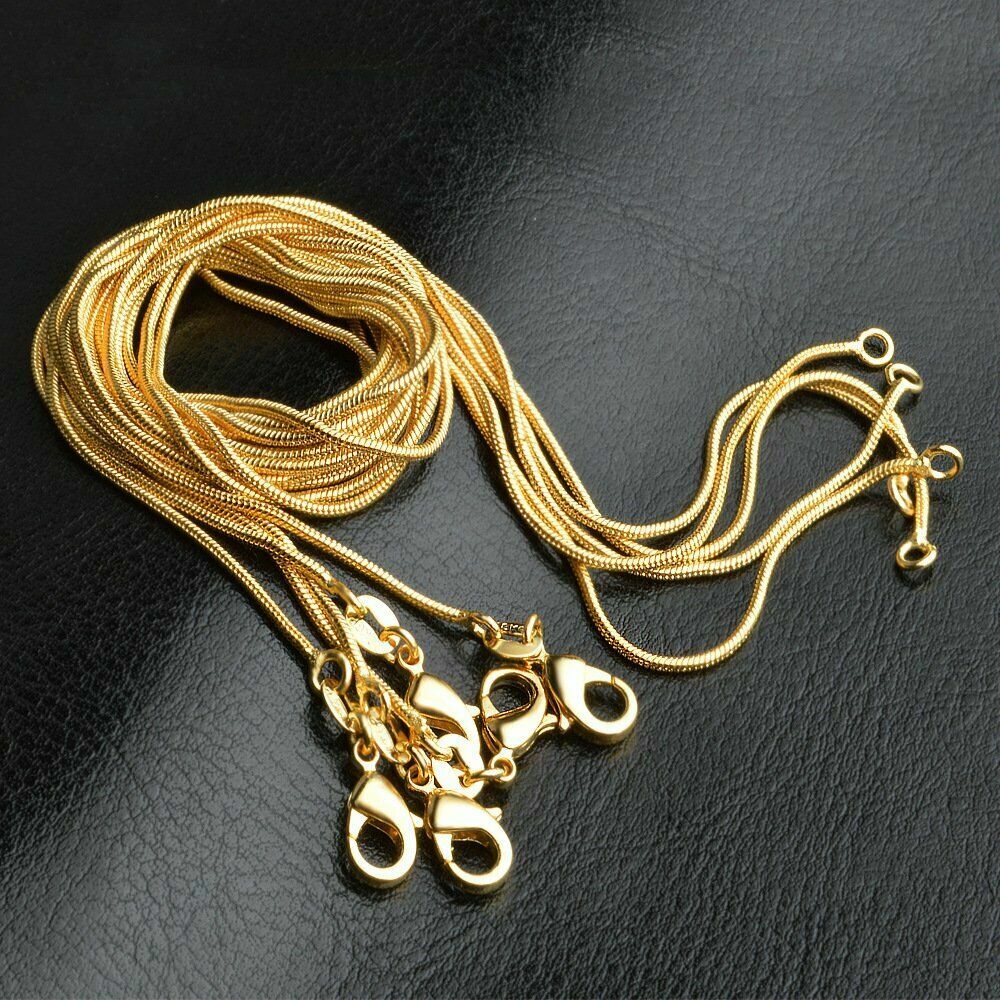 18K Yellow Gold Filled Classic 1.6mm Wide Snake Chain Necklace 16/18/20″~38 inch