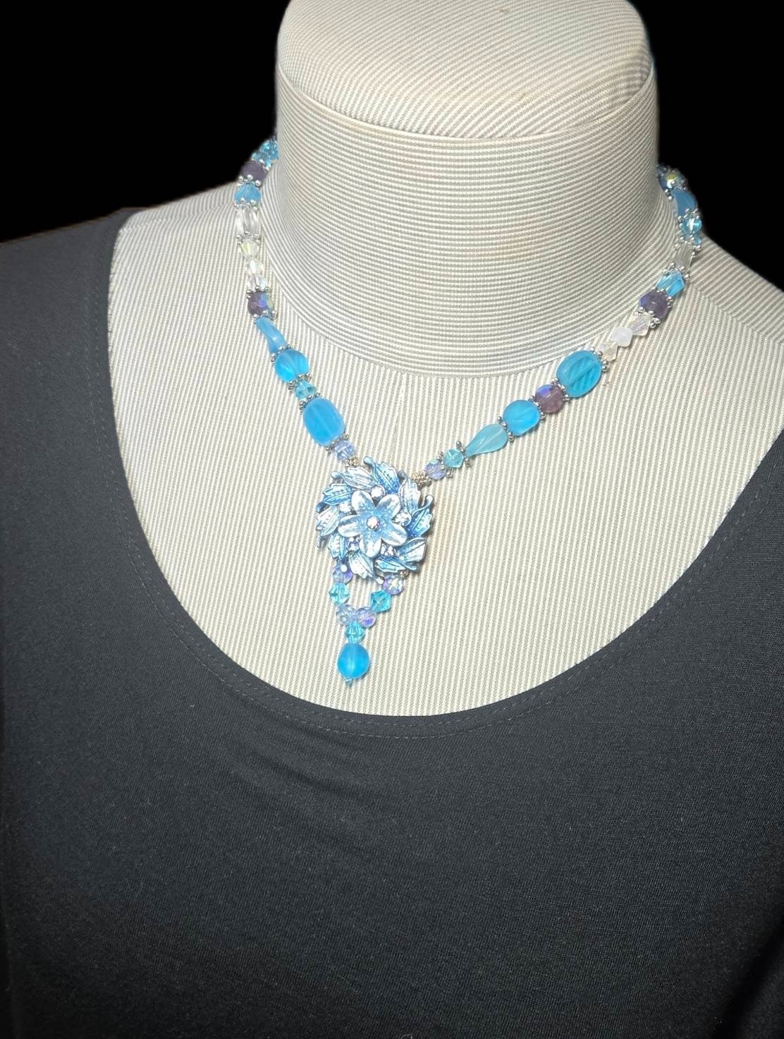 Handmade Beaded Pendant Necklaces Boho Floral Artisan Jewelry Set Gift 6 pc