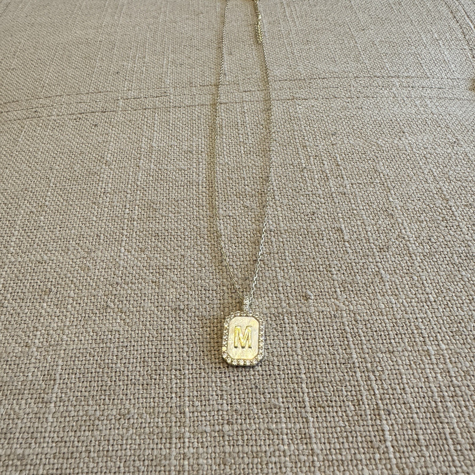 Charlortte & Lexi Letter “M” Necklace, 14K Gold Plated Sterling Silver