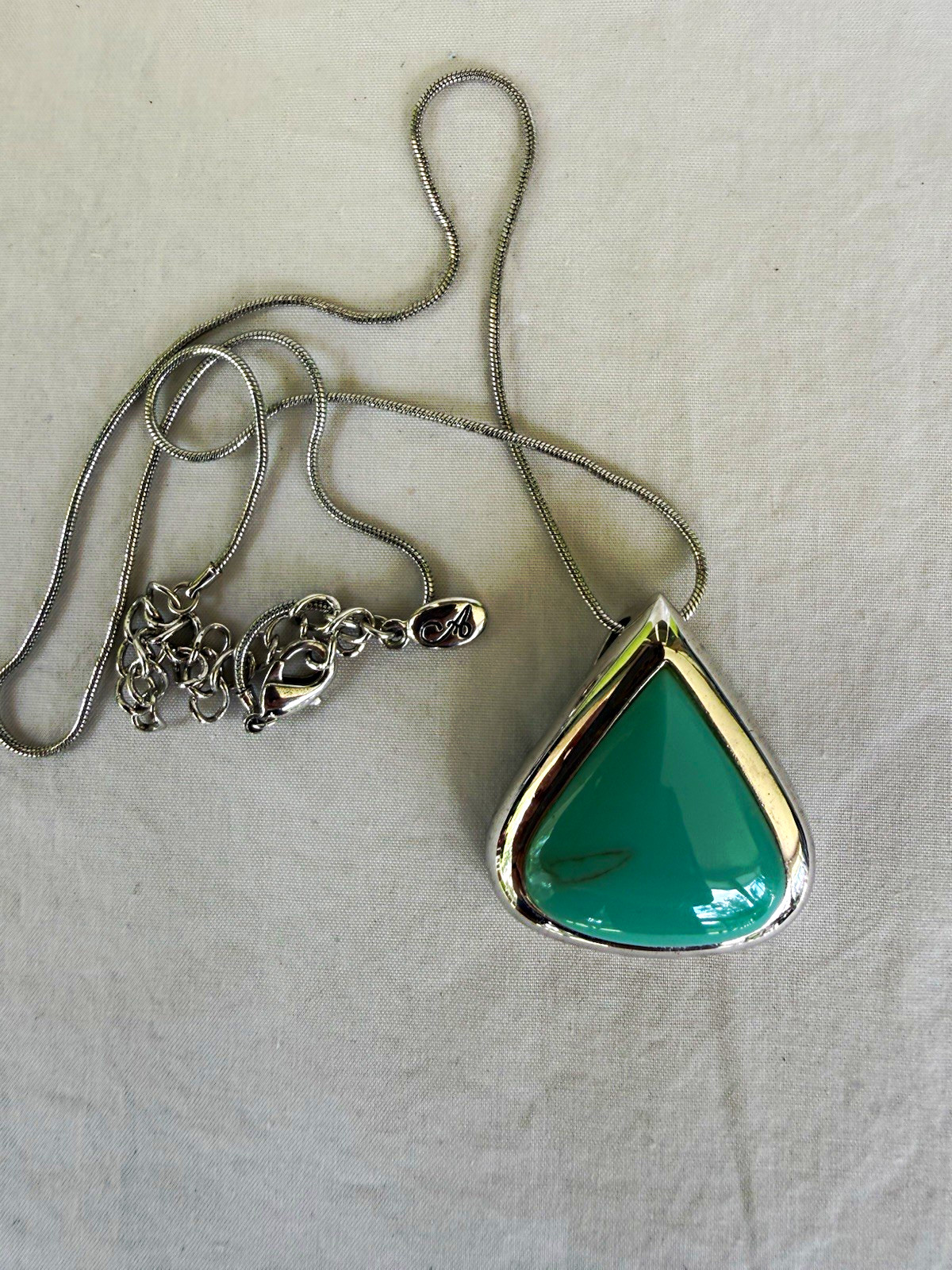 Annaleece Teal Teardrop Pendant Snake Chain Necklace 17-20”