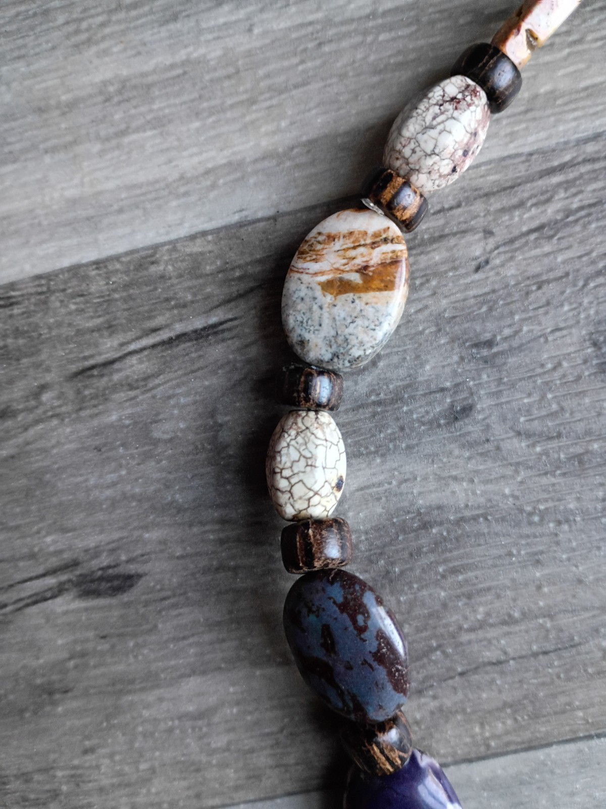21” Multi Colored Semi Precious Stone Beaded Necklace Polished Gemstones