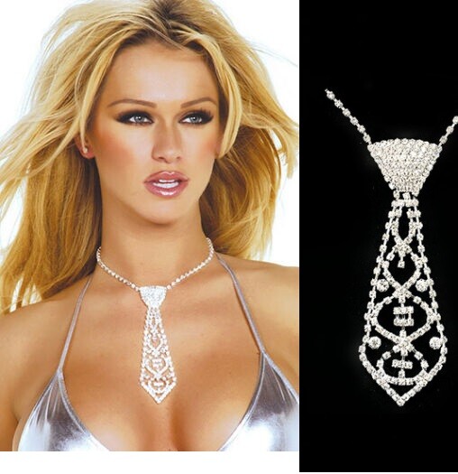 Sexy Women Deluxe Rhinestone Bow tie Necktie Jewelry Accessory Choker Necklace
