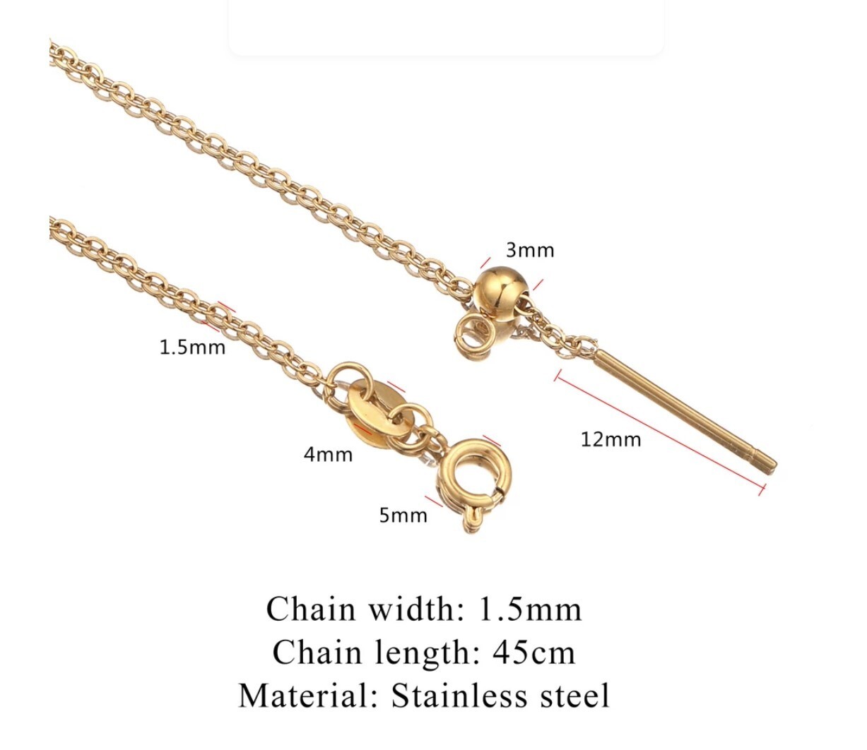 Stainless Steel Adjustable 45 cm (17.7 in) 1.5mm Link Neck Chain Necklace